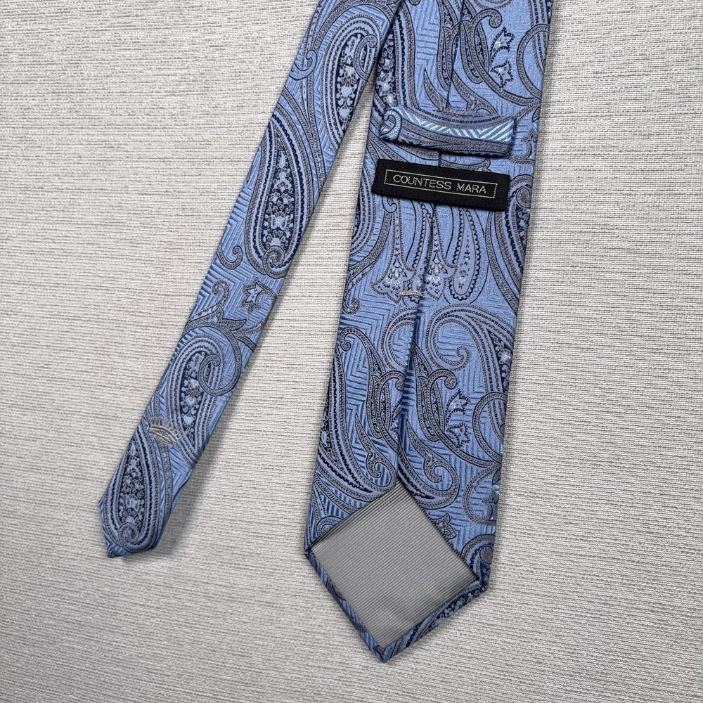 Countess Mara Tie Blue Paisley Silk Necktie 59" x 3.25"